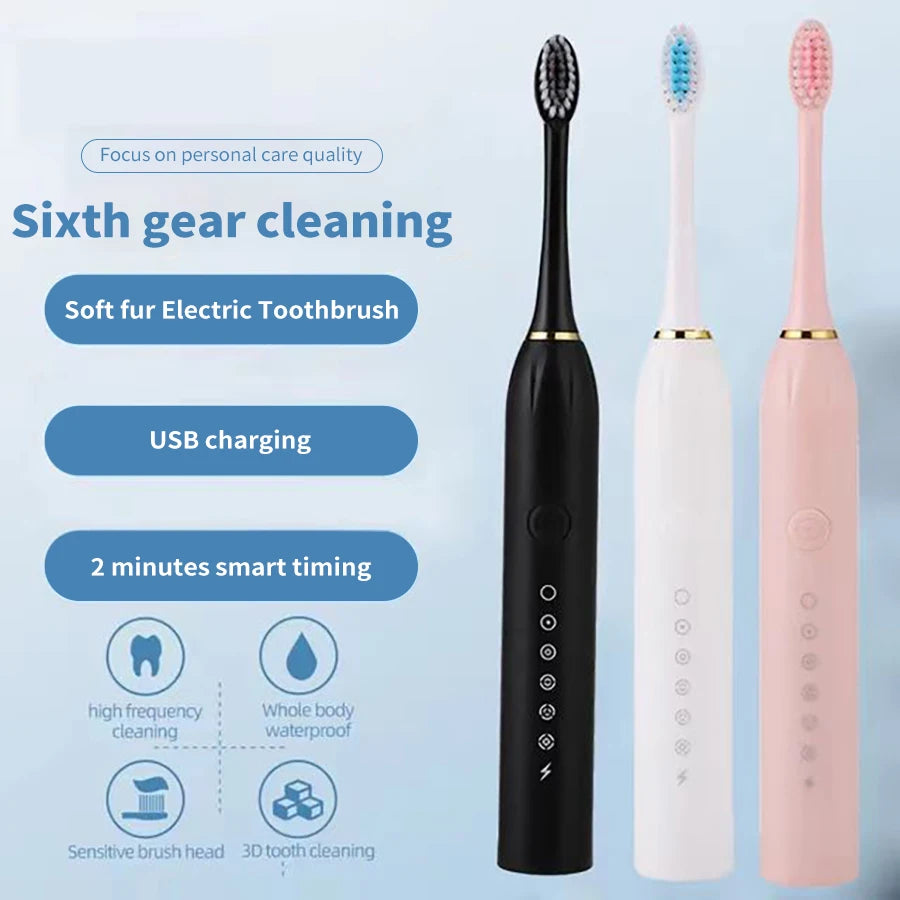 Ultrasonic Electric Toothbrush – 6-Speed Smart Cleaning