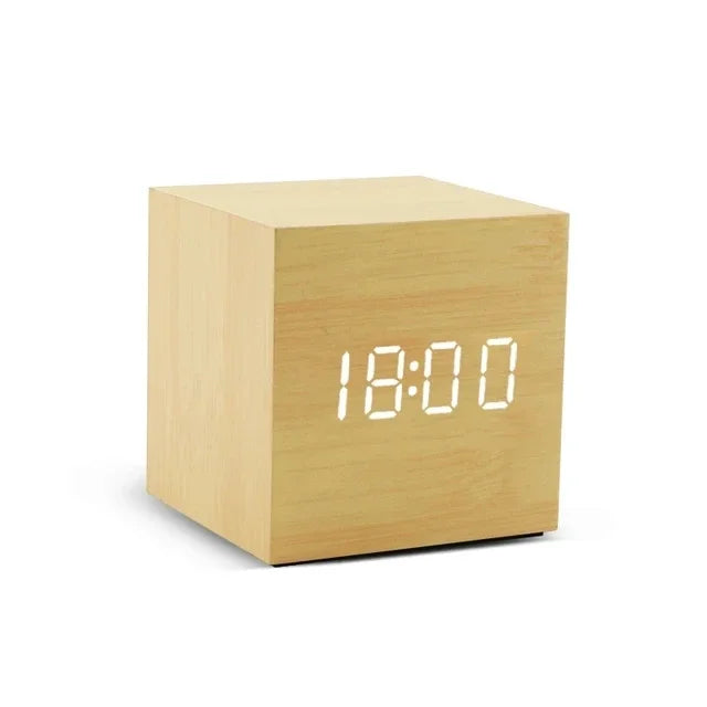 Wooden Elegant Bamboo LED Alarm Clock