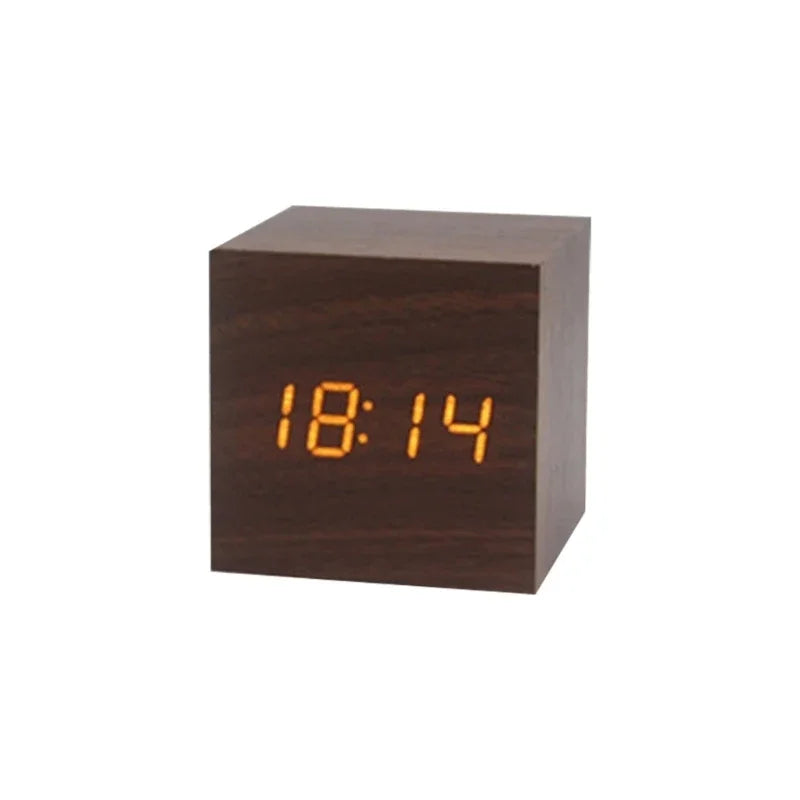Wooden Elegant Bamboo LED Alarm Clock