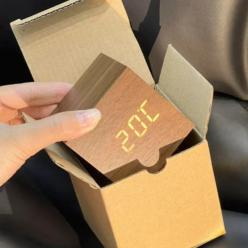 Wooden Elegant Bamboo LED Alarm Clock